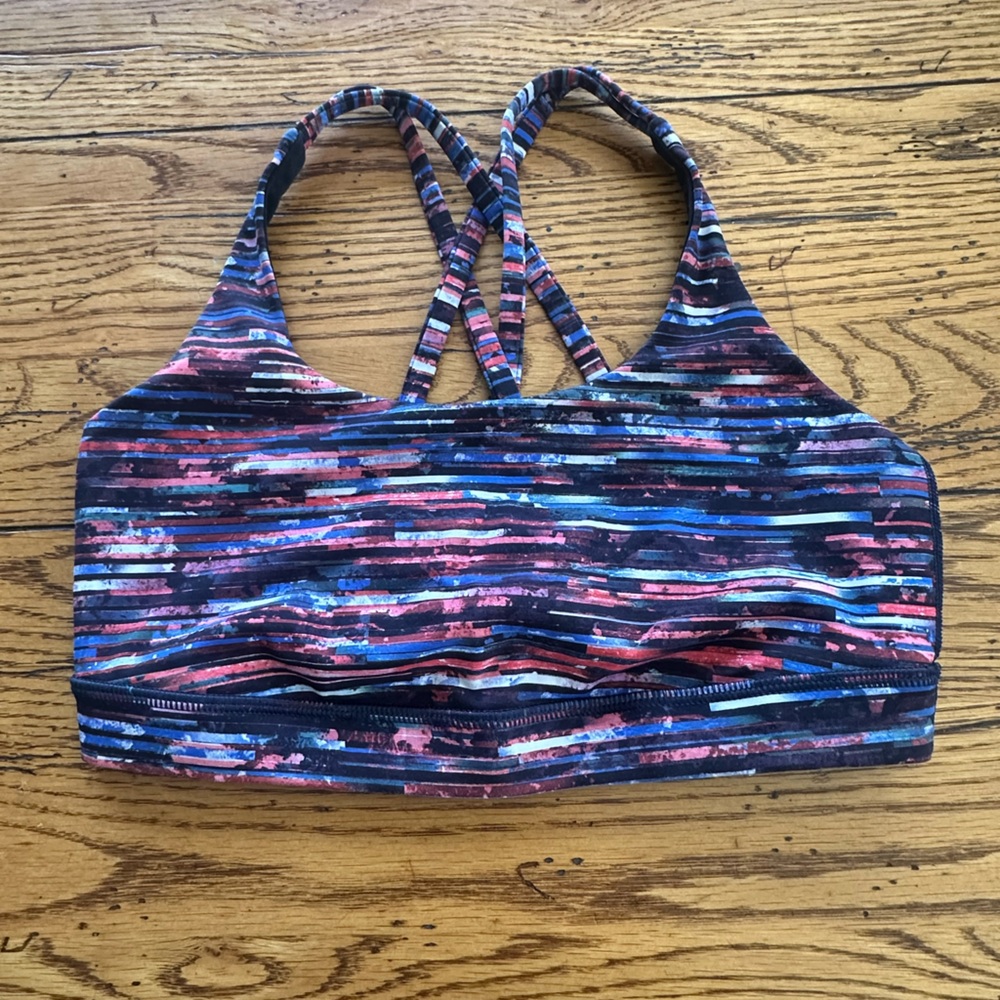 Lululemon Multicolor Strappy Sports Bra Sz 6